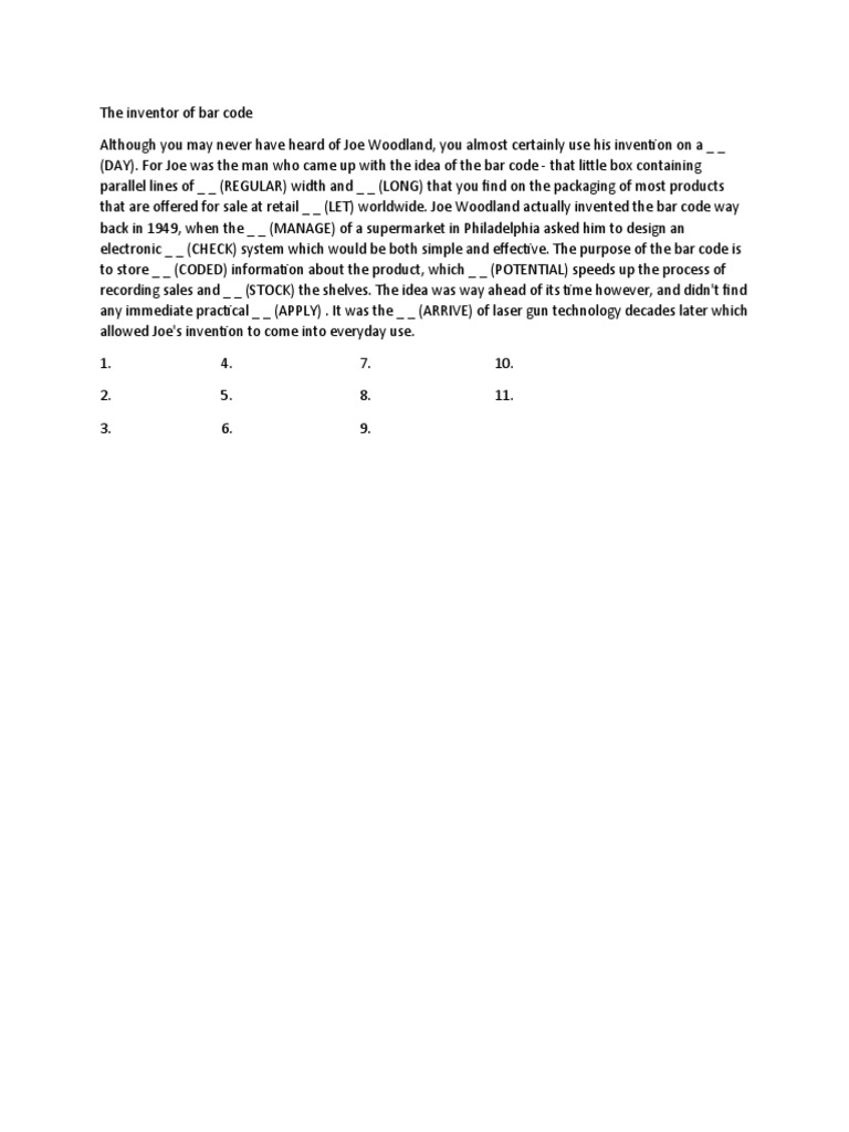 Joe Woodland: Inventor of the Bar Code | PDF | Art | Technology ...