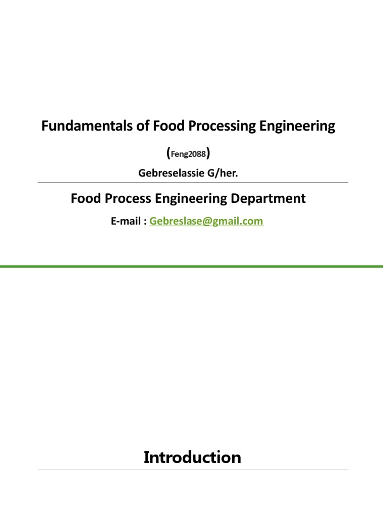 Fundamentals of Food Processing Engineering PDF Food Security