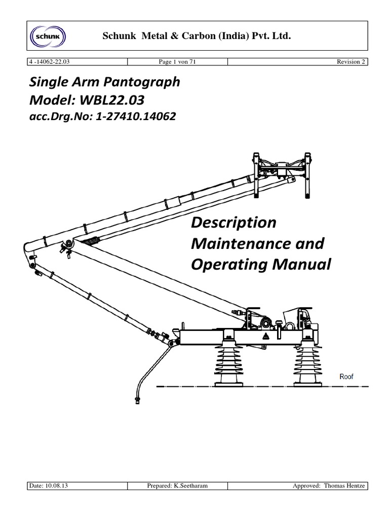 Single Arm Pantograph Model: WBL22.03: Description Maintenance and ...