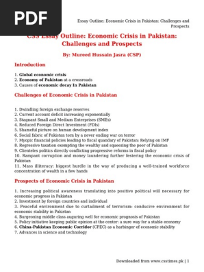Essay Outline_ Economic Crisis in Pakistan_ Challenges and Prospects (1)