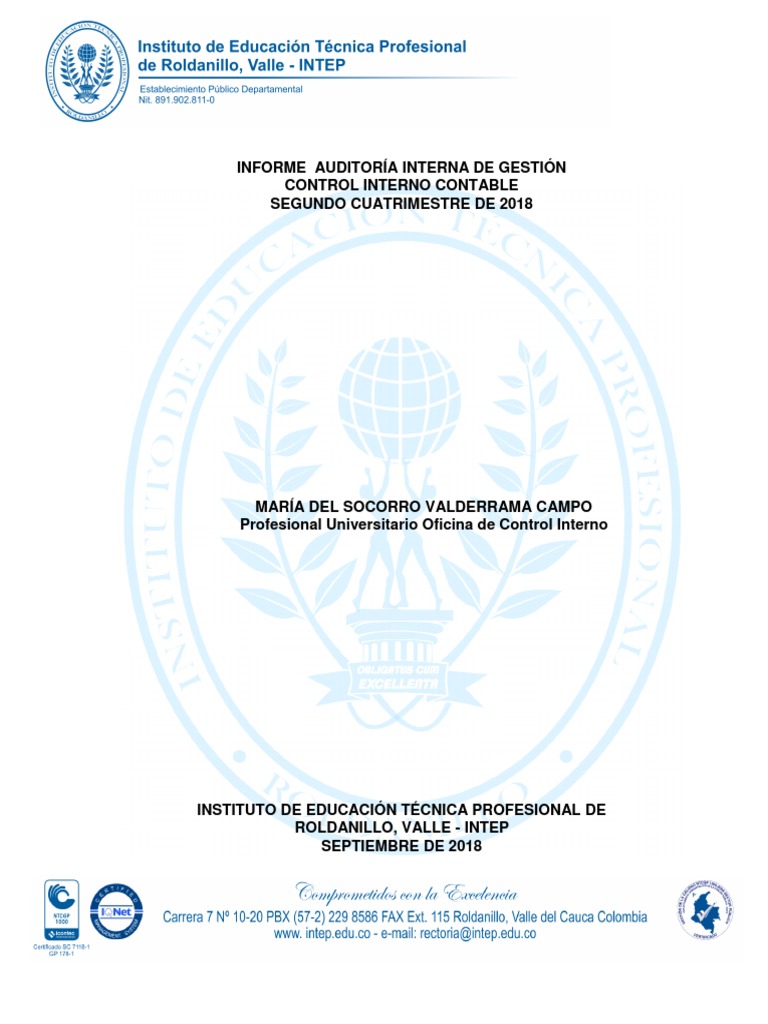 Auditoria Control Interno Sept 2018 | PDF | Contabilidad | Auditoría