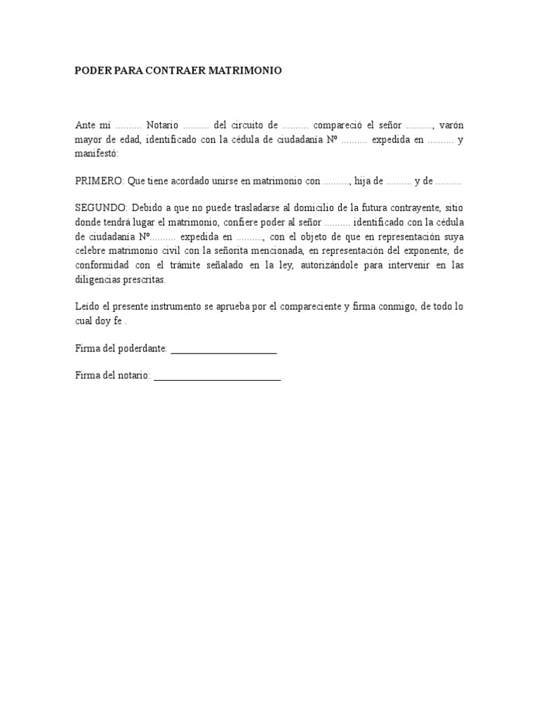 Poder para Contraer Matrimonio | PDF