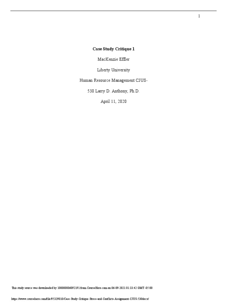 Mackenzie Effler Liberty University Human Resource Management Cjus530