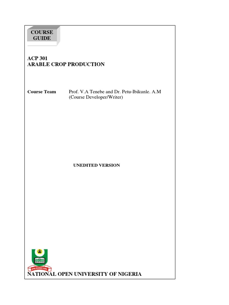 Acp 301 Arable Crop Production 1 | PDF | Maize | Rice