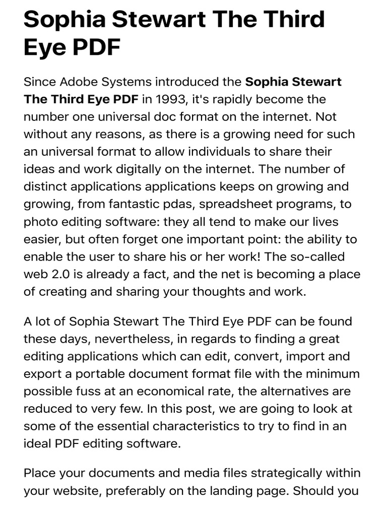Sophia Stewart The Third Eye PDF PDF Websites World Wide