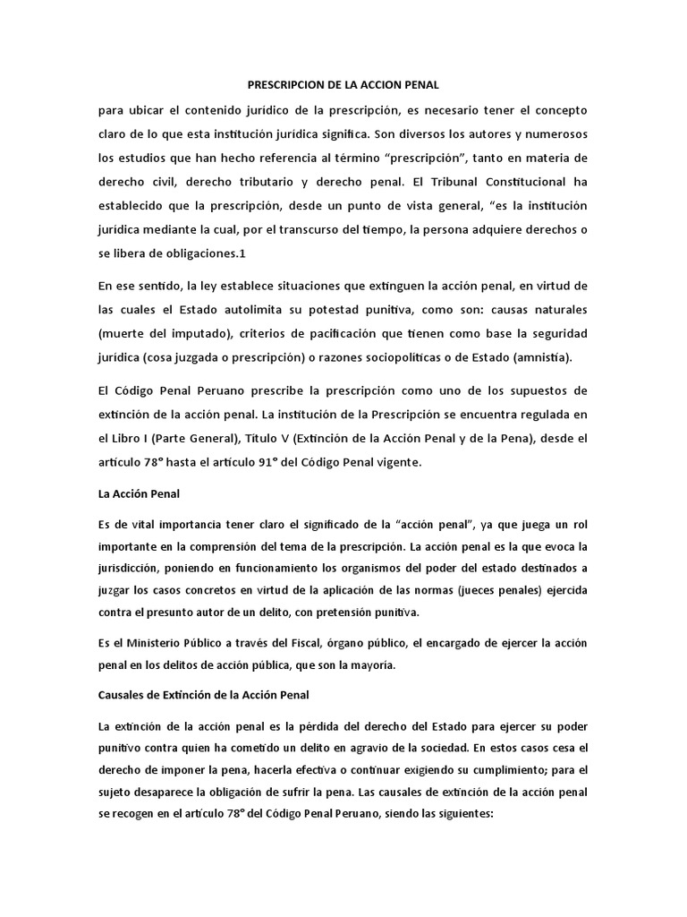 Prescripción en el Código Penal Peruano | PDF | Estatuto de ...