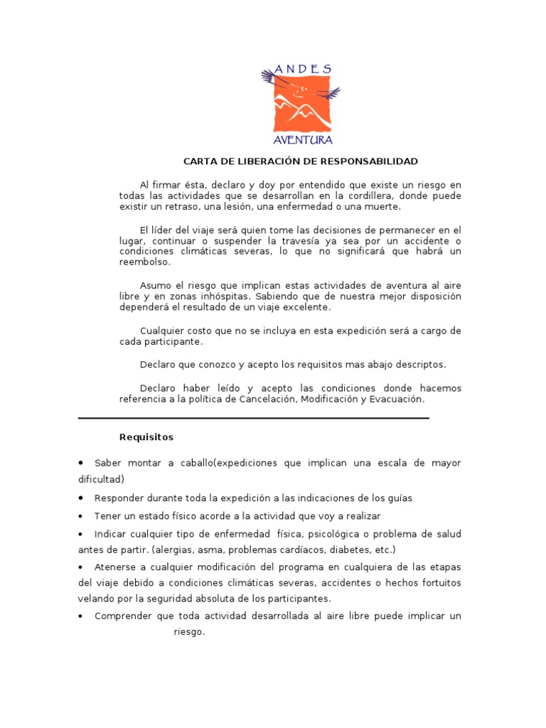 Carta Responsiva De Vehiculo