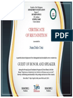 Certificate of Recognition For Guest of Honor and Speaker Template 1