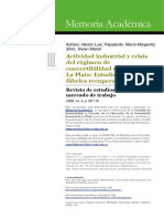 Actividad Industrial y Crisis Del Régimen de Convertibilidad en El Gran La Plata. Adriani, Héctor