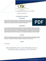 ACUERDO GUBERNATIVO 96 2019 Reglamento de La Ley Organica de La CGC