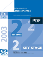 2003 Maths Mark Scheme