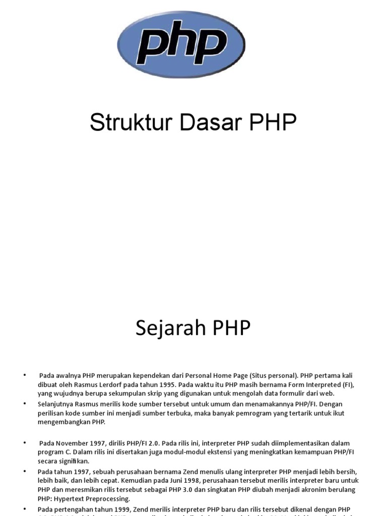 Sejarah dan Struktur Dasar PHP | PDF