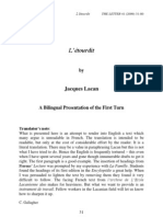 J. Lacan, L'étourdit (Trans. C. Gallagher, THE LETTER 41 (2009), 31-80)