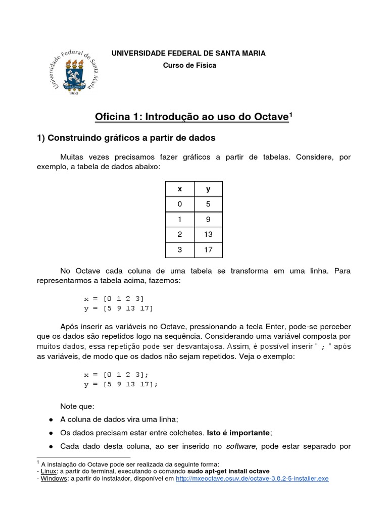 Tutorial Octave | PDF | Função (Matemática) | Cor