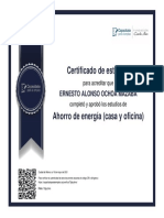 Ahorro energético: certificado de estudios de ahorro de energía en casa y oficina