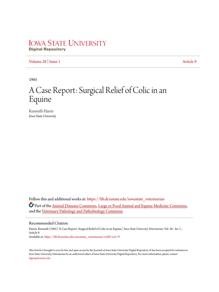 A Case Report - Surgical Relief of Colic in An Equine | PDF | Diseases ...