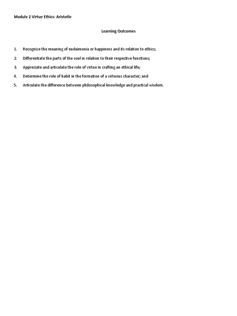 Aristotle's Virtue Ethics and Eudaimonia | PDF | Virtue | Virtue Ethics