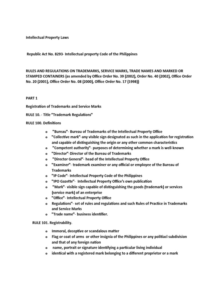 Intellectual Property Laws | PDF | Trademark | Glossary Of Patent Law Terms