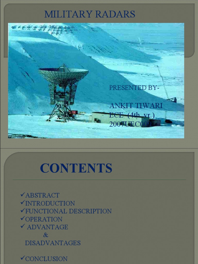 Military Radars Ankit Tiwari ECE (4th Yr.) 2007UEC009 PDF Radar