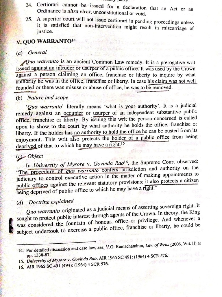 Quo Warranto PDF