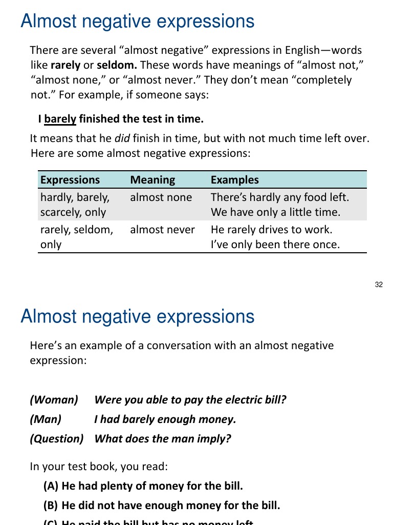 Understanding Almost Negative Expressions | PDF | Philosophy | Language ...