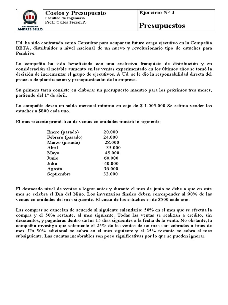 Presupuesto Maestro Trimestral de BETA | PDF | Presupuesto ...