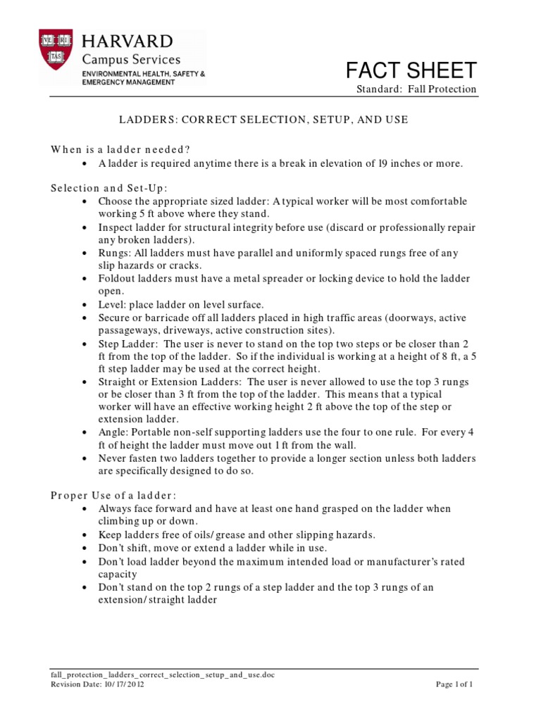 Ladder Safety: Selection and Setup Guide | PDF | Ladder | Manufactured ...