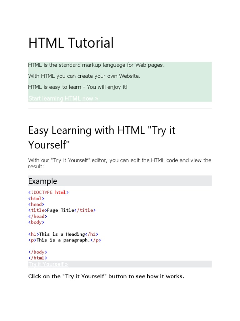 HTML Tutorial: Easy Learning With HTML 