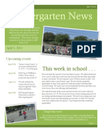 Kindergarten News: This Week in School - .