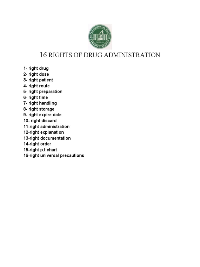 16 Rights of Drug Administration | PDF | Self-Improvement | Science ...