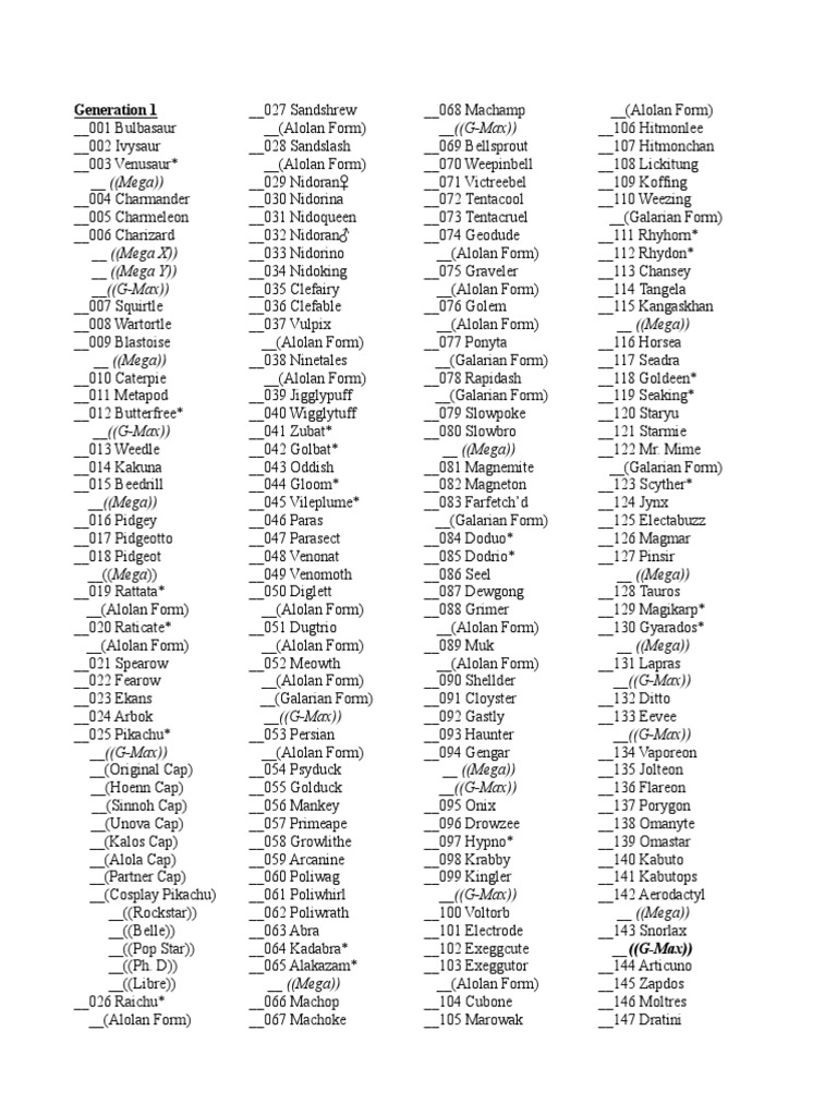 649 PRINTABLE Pokemon Checklist (I-V) by firesquiiids on DeviantArt