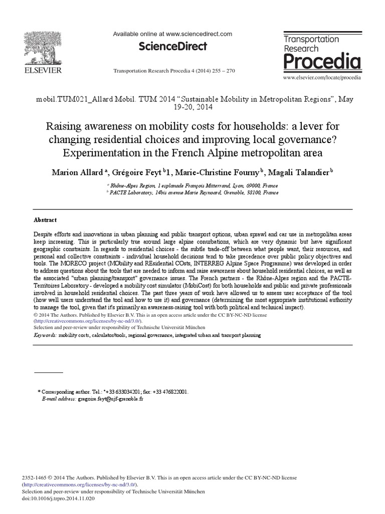 Raising Awareness On Mobility Costs For Households A Lever For Changing