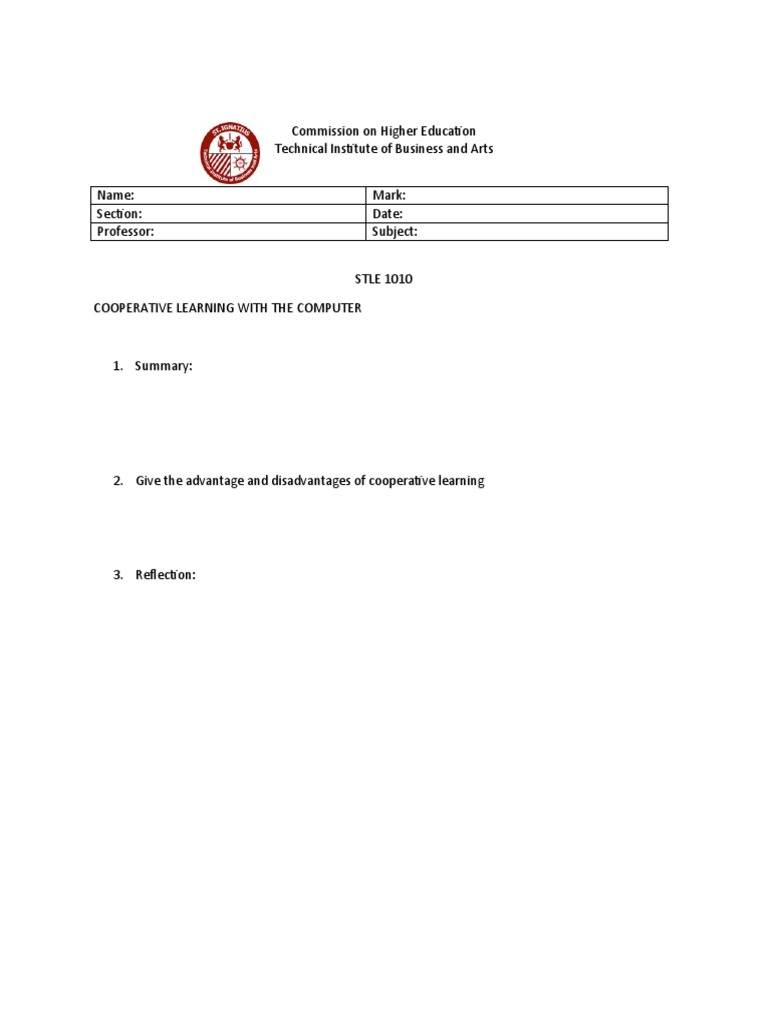 Cooperative Learning Activity | PDF | Computers | Technology & Engineering