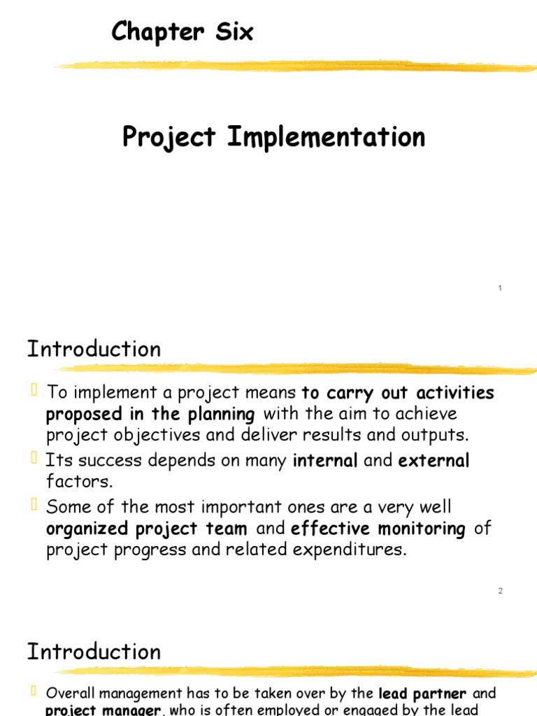 Chapter Six Project Implementation | PDF | Risk Management | Risk