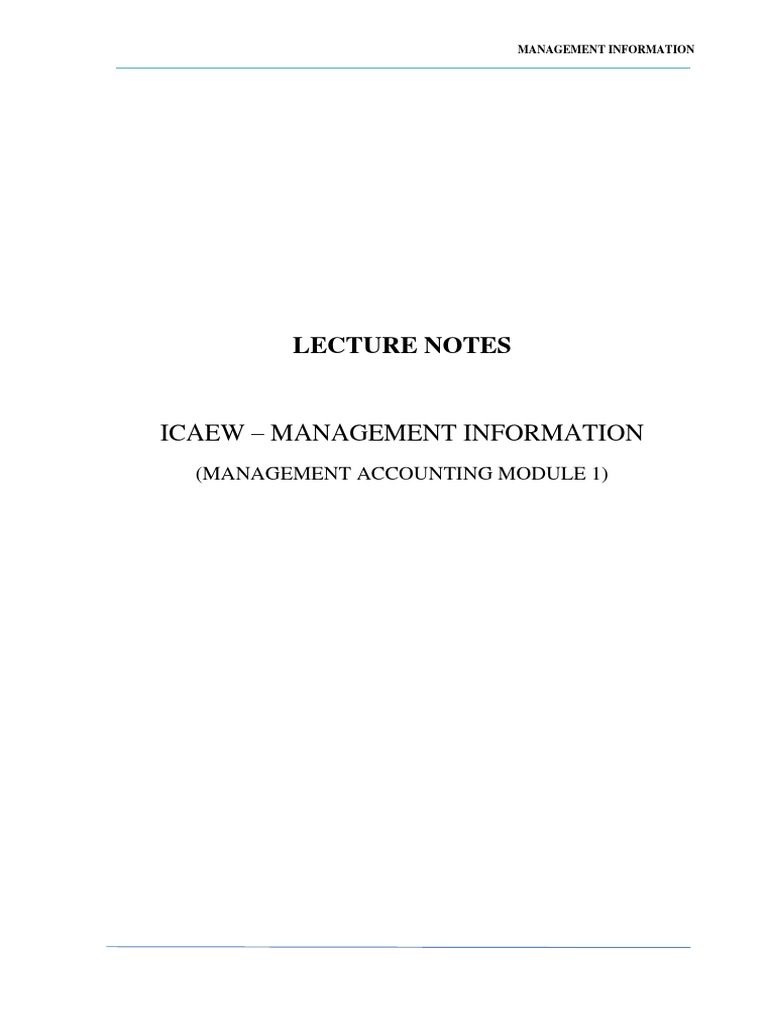 Icaew - Ma1 - Lecture Notes - For Students | PDF | Inventory | Cost ...