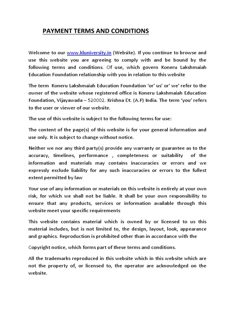 Payment Terms and Conditions PG | PDF | Contractual Term | Civil Law ...