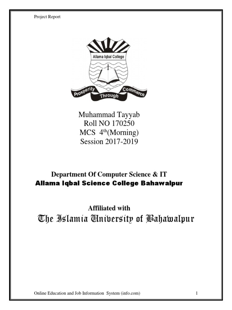 The Islamia University of Bahawalpur: Muhammad Tayyab Roll NO 170250 ...