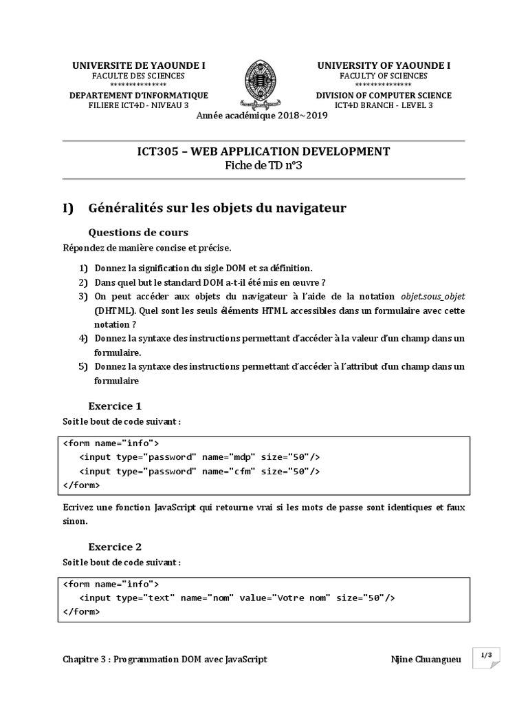 Programmation DOM avec JavaScript | PDF | Modèle d'objet de document ...