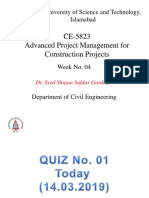 CE-5823 Advanced Project Management For Construction Projects