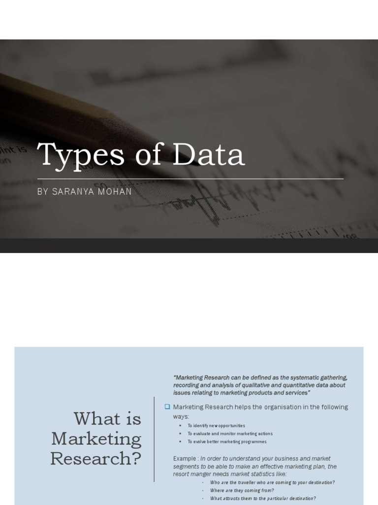 Types of Data: by Saranya Mohan | PDF | Data | Marketing Research