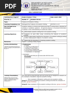 features of academic writing