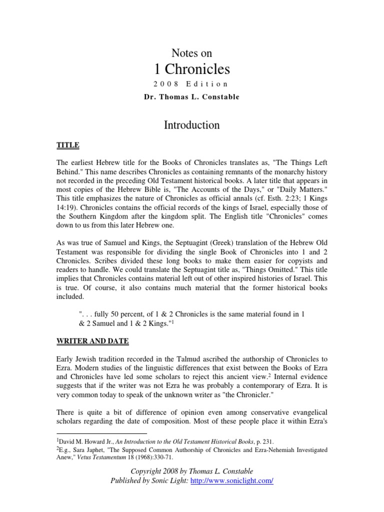1 Chronicles | PDF | Books Of Chronicles | David