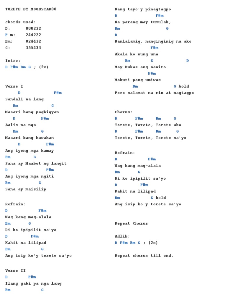 Torete Chords PDF