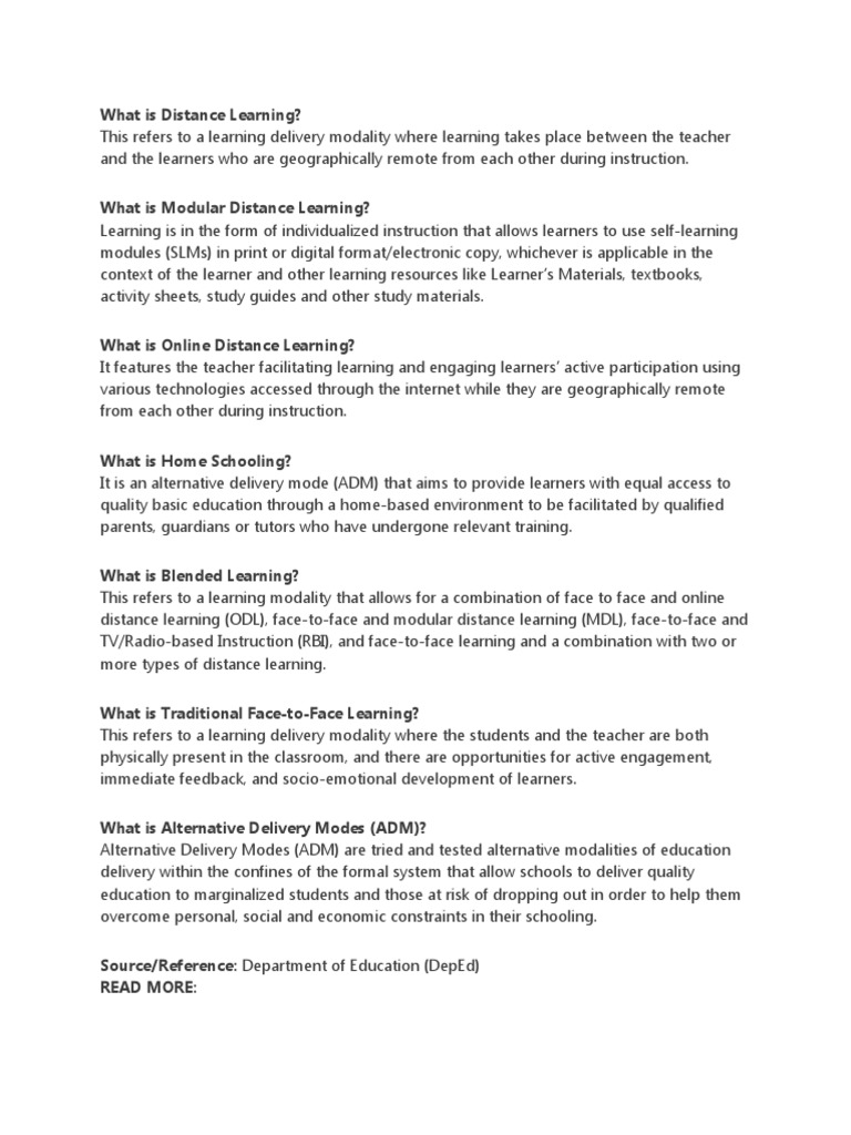 Understanding Distance Learning Modalities | PDF | Distance Education ...