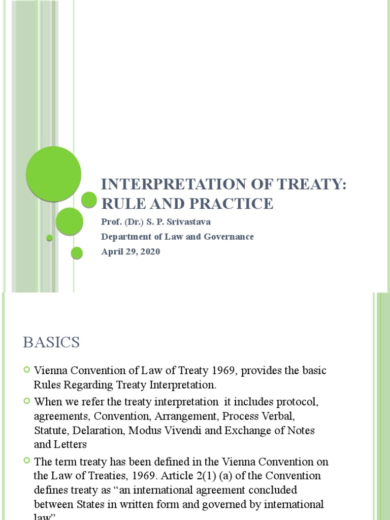International Law On Treaty Interpretation – HEPMH