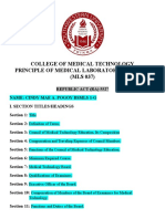 College of Medical Technology Principle of Medical Laboratory Science 1 (MLS 037)