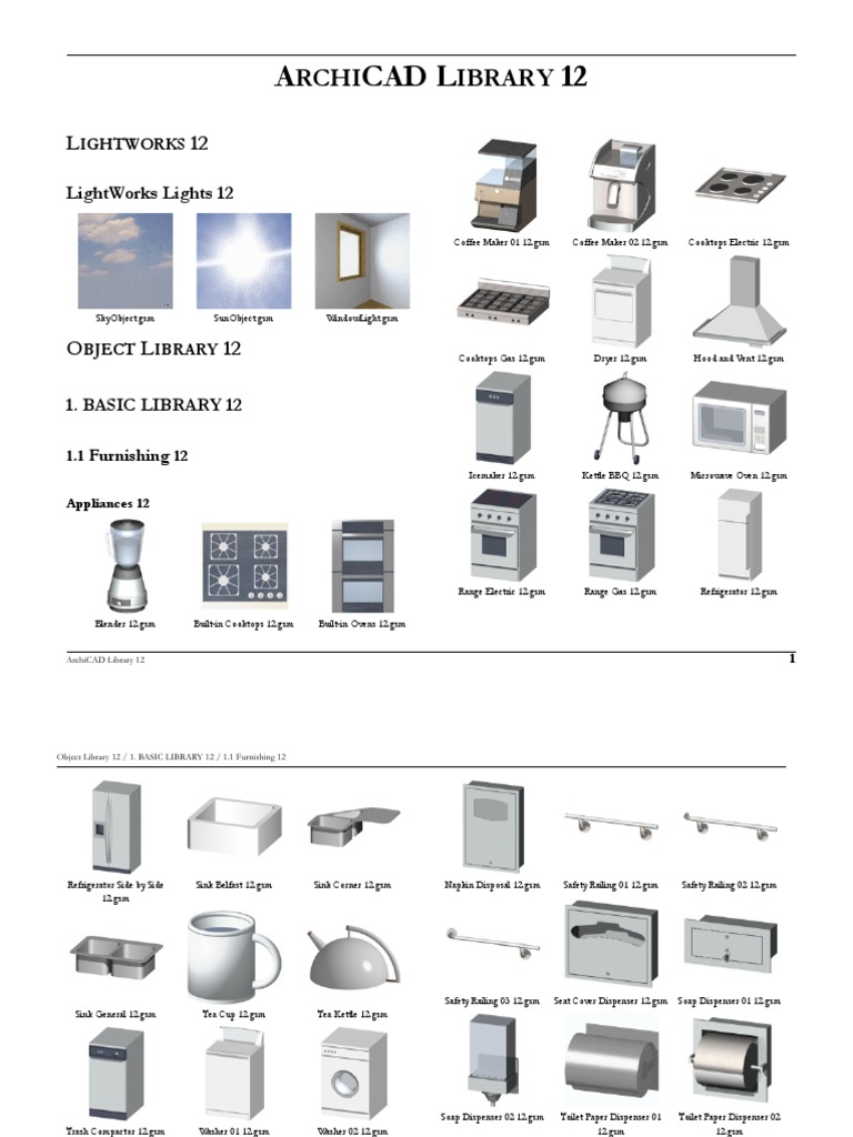 ArchiCAD Library 12 Overview | PDF | Window | Chair