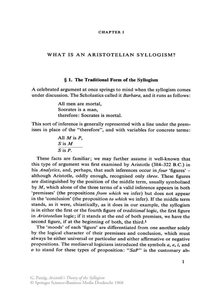 G. Patzig, Aristotle's Theory of The Syllogism © Springer Science