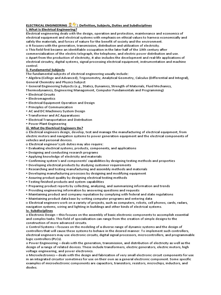 Electrical Engineering Definition, Subjects, Duties and