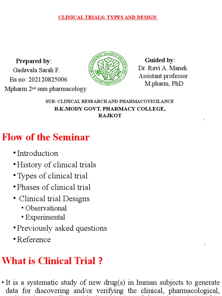 Types and Designs of Clinical Trials | PDF | Clinical Trial ...